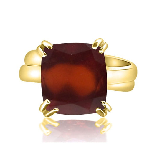 Hessonite Garnet (Gomed) 3.25 - 12.25 Ratti Natural & Certified Astrological Gemstone Adjustable Panchdhatu Cushion Prong Setting Ring