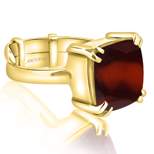 Hessonite Garnet (Gomed) 3.25 - 12.25 Ratti Natural & Certified Astrological Gemstone Adjustable Panchdhatu Cushion Prong Setting Ring