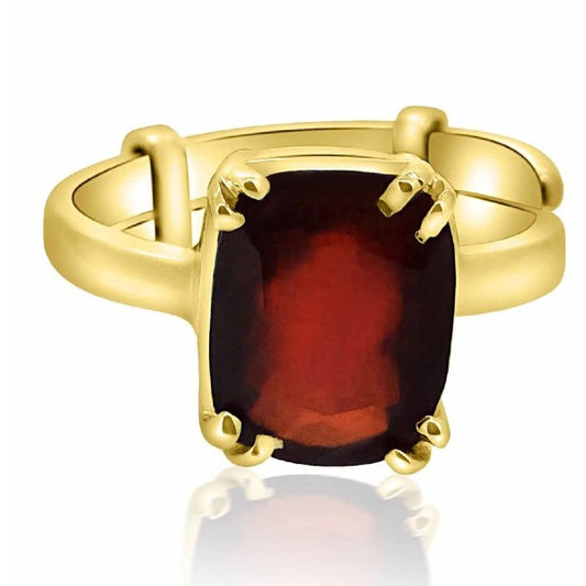 Hessonite Garnet (Gomed) 3.25 - 12.25 Ratti Natural & Certified Astrological Gemstone Adjustable Ashtdhatu Cushion Prong Setting Ring