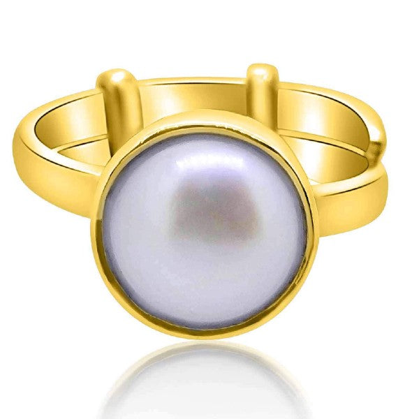 Fresh Water Pearl (Moti) 3.25 - 12.25 Ratti Certified Astrological Gemstone Adjustable Ashtdhatu Bezel Setting Ring