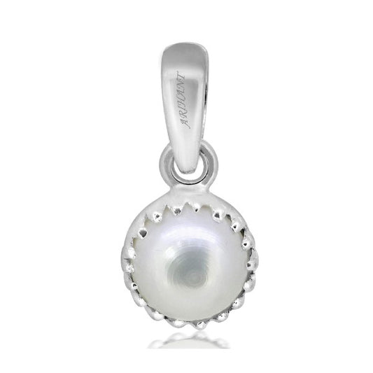 Fresh Water Pearl (Moti) 3.25 - 13.25 Ratti Certified Astrological Gemstone  Silver(925) Crown Setting Pendant