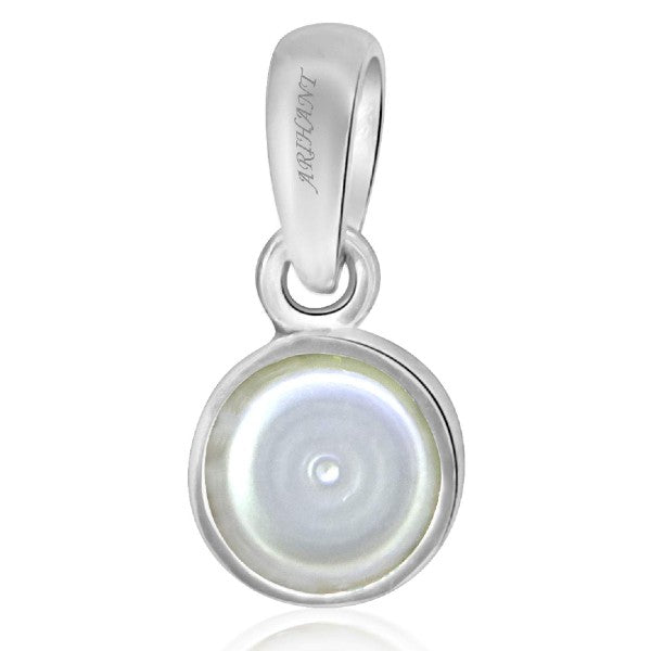 Fresh Water Pearl (Moti) 3.25 - 13.25 Ratti Certified Astrological Gemstone  Silver(925) Crown Setting Pendant