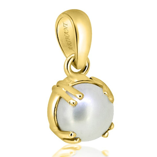 Fresh Water Pearl (Moti) 3.25 - 13.25 Ratti Certified Astrological Gemstone  Panchdhatu Prong Setting Pendant