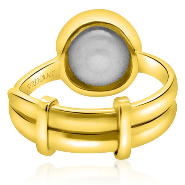Fresh Water Pearl (Moti) 3.25 - 12.25 Ratti Certified Astrological Gemstone Adjustable Panchdhatu Bezel Setting Ring