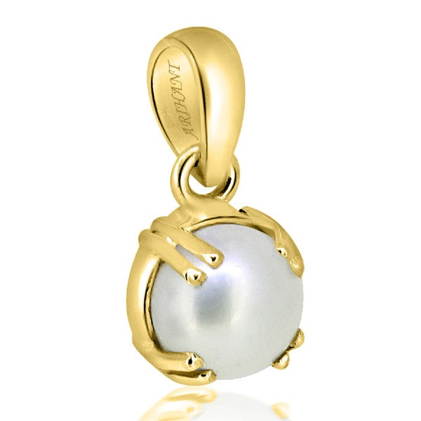 Fresh Water Pearl (Moti) 3.25 - 13.25 Ratti Certified Astrological Gemstone  Ashtdhatu Prong Setting Pendant