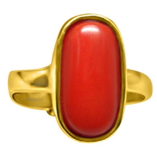 Coral Moonga 4.25 - 12.25 Ratti Natural  Certified Astrological Gemstone Panchdhatu Bezel Setting Ring - 7.25 RATTI