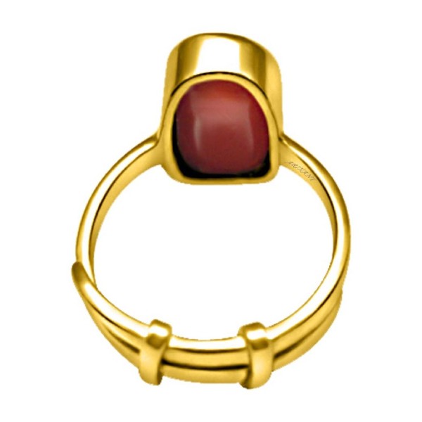 Coral Moonga 4.25 - 12.25 Ratti Natural  Certified Astrological Gemstone Panchdhatu Bezel Setting Ring - 7.25 RATTI