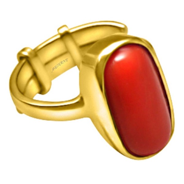 Coral (Moonga) 4.25 - 12.25 Ratti Natural & Certified Astrological Gemstone Ashtdhatu Bezel Setting Ring