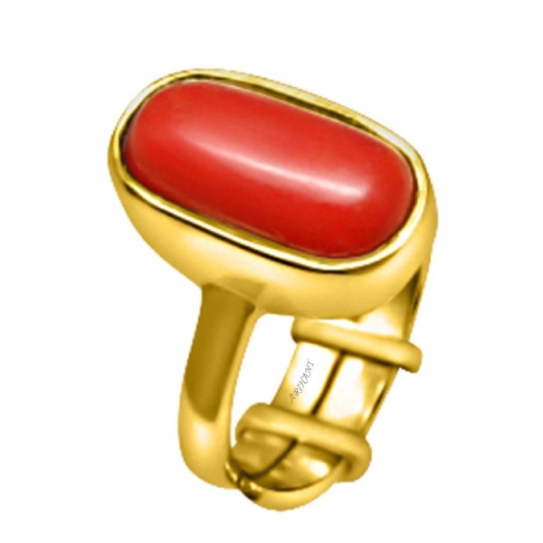 Coral (Moonga) 4.25 - 12.25 Ratti Natural & Certified Astrological Gemstone Ashtdhatu Bezel Setting Ring
