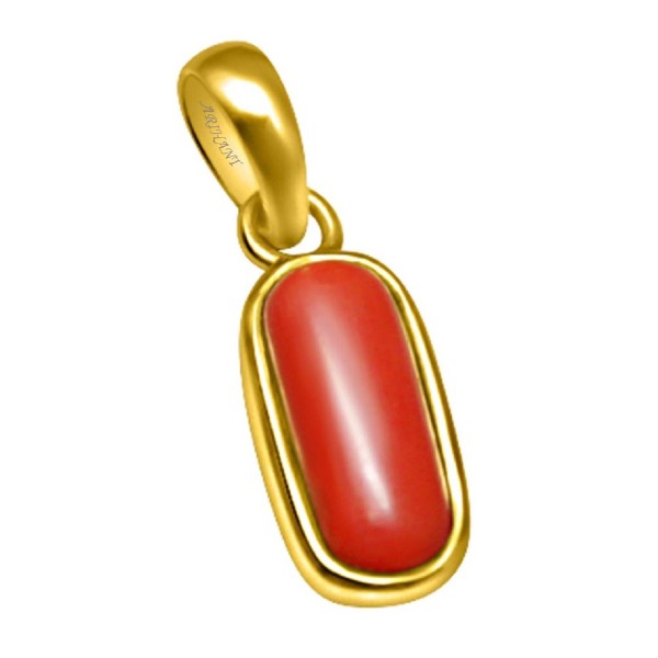 Coral (Moonga) 4.25 - 12.25 Ratti Natural & Certified Astrological Gemstone Ashtdhatu Bezel Setting Pendant
