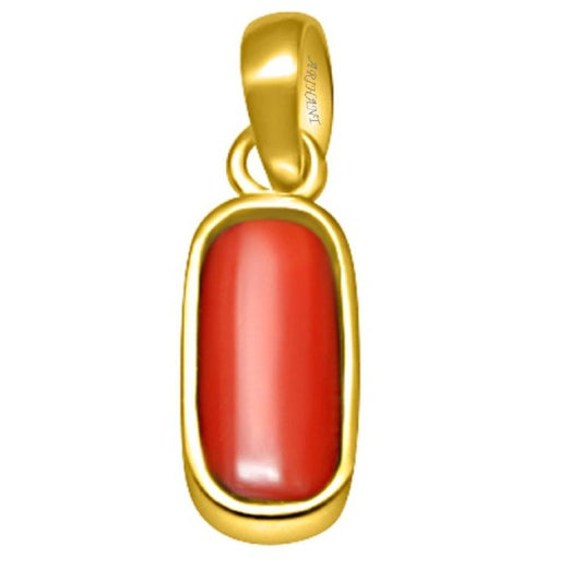 Coral (Moonga) 4.25 - 12.25 Ratti Natural & Certified Astrological Gemstone Panchdhatu Bezel Setting Pendant