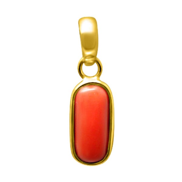 Coral (Moonga) 4.25 - 12.25 Ratti Natural & Certified Astrological Gemstone Panchdhatu Bezel Setting Pendant