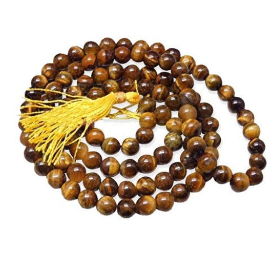 Certified 108+1 Beads Tiger Eye Jaap Mala for Pooja, Astrology (Brown)