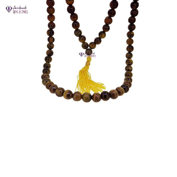 Certified 108+1 Beads Tiger Eye Jaap Mala for Pooja, Astrology (Brown)