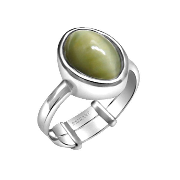 Cat's Eye Quartz (Lehsuniya) 4.25 - 12.25 Ratti Natural & Certified Astrological Gemstone Silver(925) Prong Setting Ring