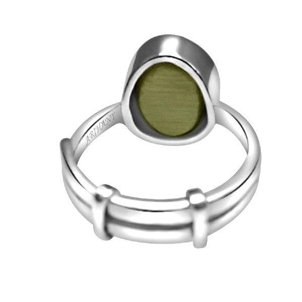 Cat's Eye Quartz (Lehsuniya) 4.25 - 12.25 Ratti Natural & Certified Astrological Gemstone Silver(925) Prong Setting Ring