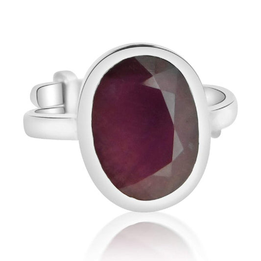 Ruby (Manik) 3.25 - 12.25 Ratti Natural & Certified Astrological Gemstone Silver(925) Bezel Setting Ring