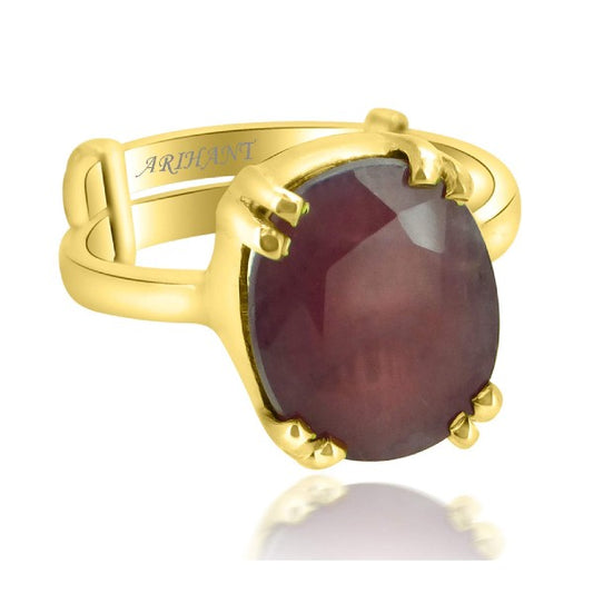 Ruby (Manik) 3.25 - 12.25 Ratti Natural & Certified Astrological Gemstone Panchdhatu Prong Setting Ring