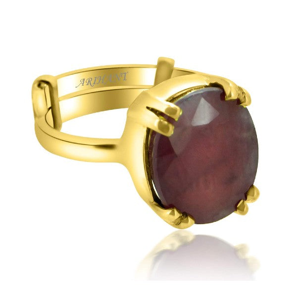 Ruby (Manik) 3.25 - 12.25 Ratti Natural & Certified Astrological Gemstone Panchdhatu Prong Setting Ring