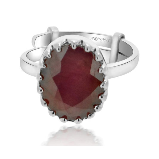 Ruby (Manik) 3.25 - 12.25 Ratti Natural & Certified Astrological Gemstone Silver(925) Crown Setting Ring