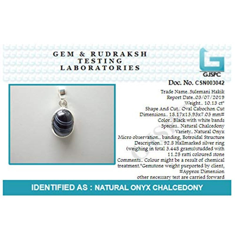 Sulemani Hakik 11.25 Ratti Natural & Certified Astrological Gemstone Silver(925) Bezel Setting Pendant