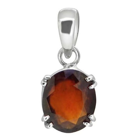 Hessonite Garnet (Gomed) 4.25 - 12.25 Ratti Natural & Certified Astrological Gemstone Silver(925) Prong Setting Pendant
