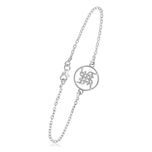 ARIHANT GEMS & JEWELS Sterling Silver Swastik Bracelet Rakhi for Brother