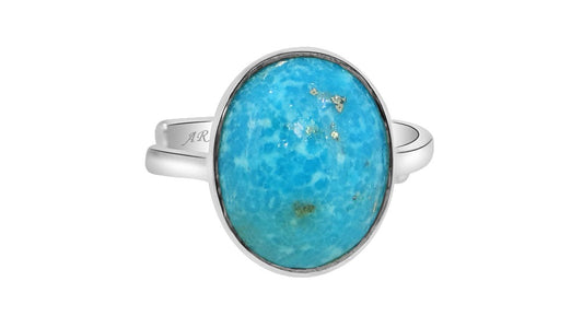 Irani Turquoise (Irani Firoza) 3.25 - 12.25 Ratti Natural & Certified Astrological Gemstone Silver(925) Bezel Setting Ring