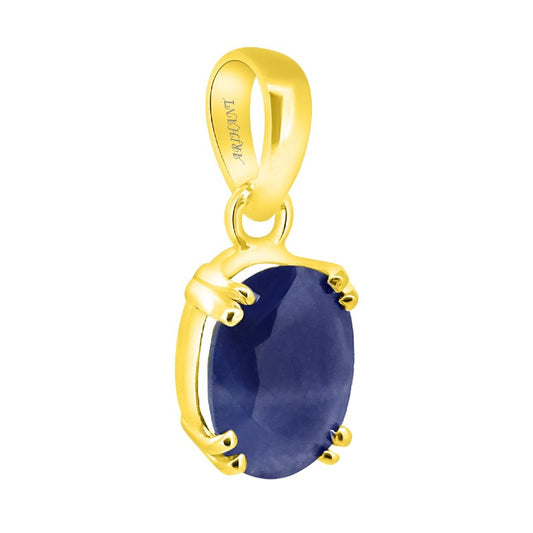 Blue Sapphire (Neelam) 3.25 - 12.25 Ratti Natural & Certified Astrological Gemstone Panchdhatu Prong Setting Pendant