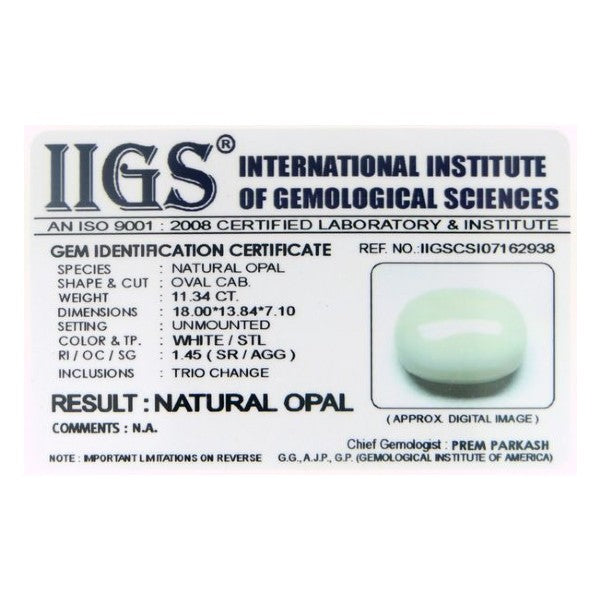 White Opal 4.25 - 20.25 Ratti Natural & Certified Astrological Gemstone