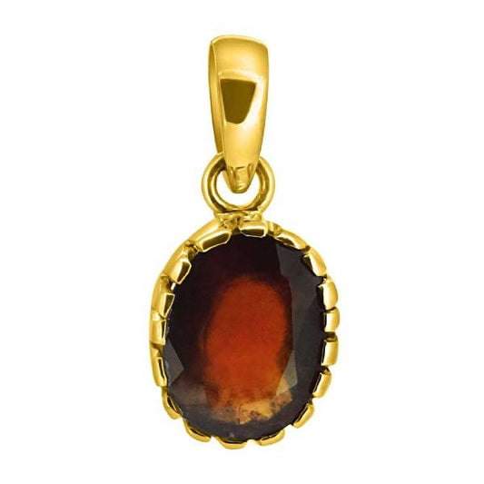 Hessonite Garnet (Gomed) 4.25 - 12.25 Ratti Natural & Certified Astrological Gemstone Panchdhatu Crown Setting Pendant