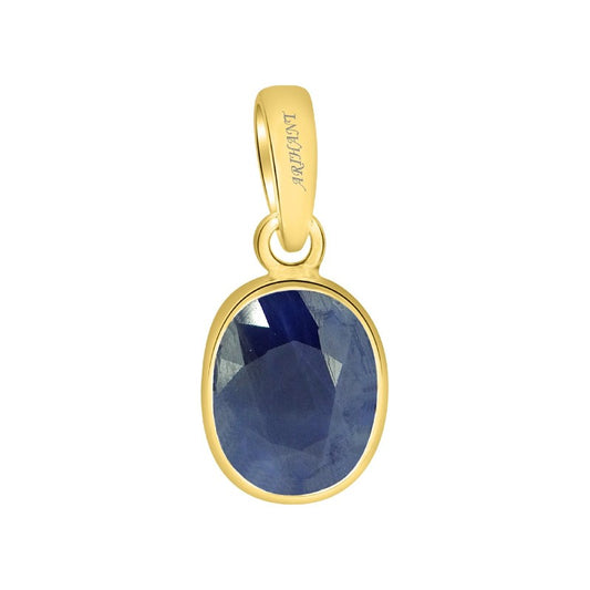 Blue Sapphire (Neelam) 3.25 - 12.25 Ratti Natural & Certified Astrological Gemstone Ashtdhatu Bezel Setting Pendant