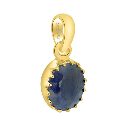 Blue Sapphire (Neelam) 3.25 - 12.25 Ratti Natural & Certified Astrological Gemstone Panchdhatu Crown Setting Pendant
