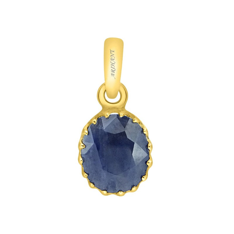 Blue Sapphire (Neelam) 3.25 - 12.25 Ratti Natural & Certified Astrological Gemstone Panchdhatu Crown Setting Pendant