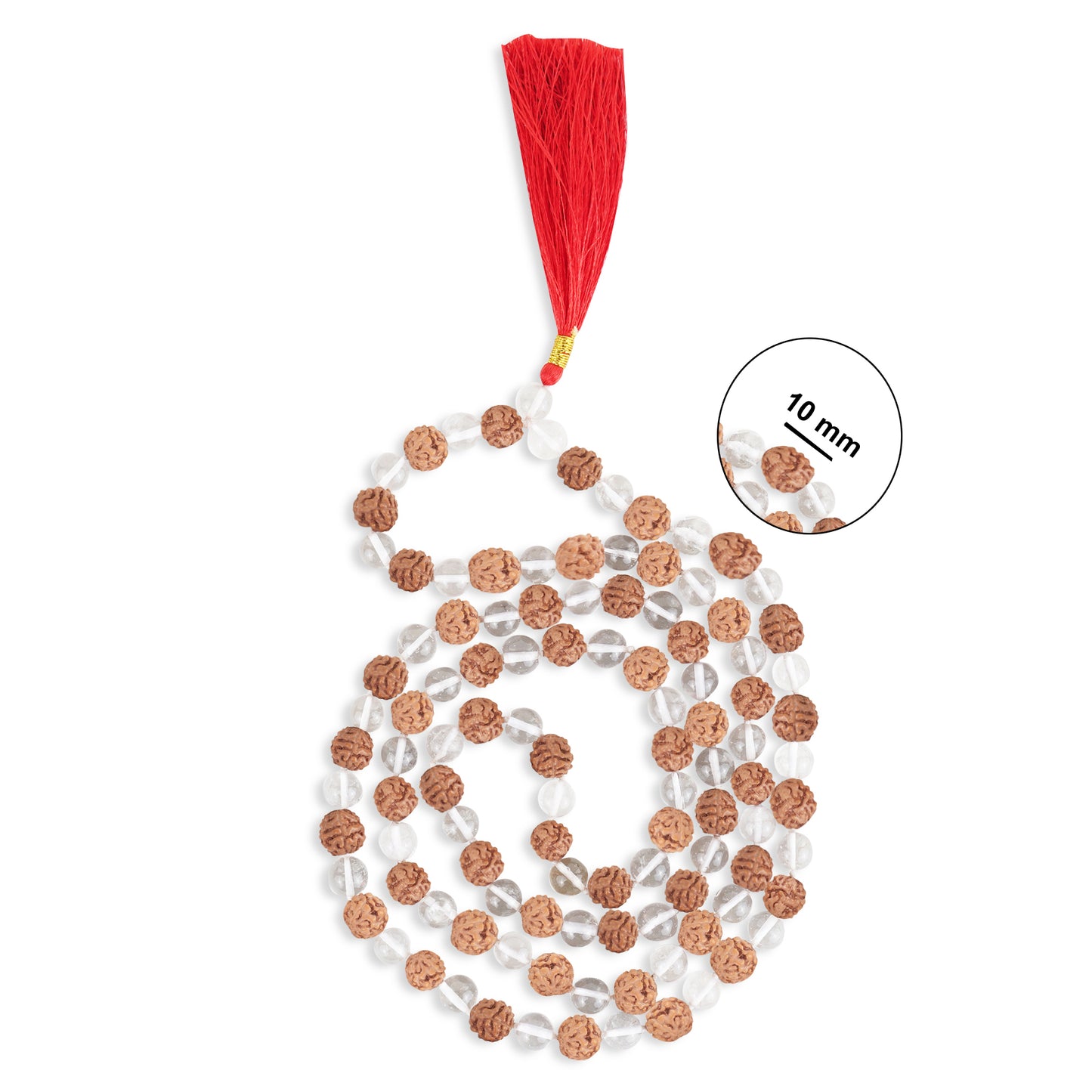 Sphatik/crystal+Rudraksha Jaap Mala for Pooja (108+1 Beads) | Natural & Certified | Astrological Beads | Positive Effect | Unisex Both for Men & Women (Sphatik And Rudraksha Mala)