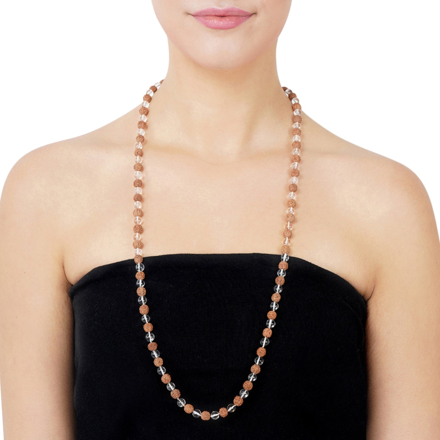 Sphatik/crystal+Rudraksha Jaap Mala for Pooja (108+1 Beads) | Natural & Certified | Astrological Beads | Positive Effect | Unisex Both for Men & Women (Sphatik And Rudraksha Mala)