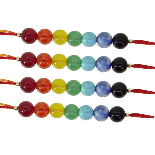 Arihant Gems & Jewels Multicolour 7 Chakra Energetic Healing Stone Bracelet/Rakhi For Brother / Bhai / Bhaiya / Bro |Natural & Certified | Astrological Gemstone | Positive Effect | Unisex Both for Men & Women