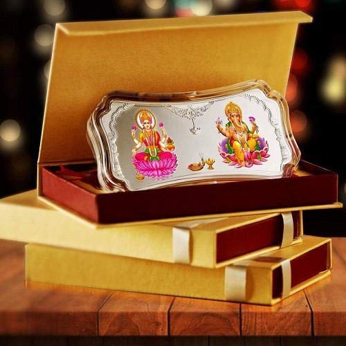 Arihant Gems & Jewels Arihant gems and Jewels MMTC-PAMP India Pvt. Ltd. Stylized Lakshmi Ganesha 999.9 purity 100 gm Silver Bar
