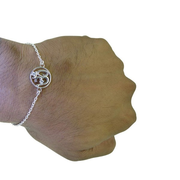 ARIHANT GEMS & JEWELS Sterling Silver Om Bracelet Rakhi for Unisex