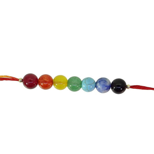 Arihant Gems & Jewels Multicolour 7 Chakra Energetic Healing Stone Bracelet/Rakhi For Brother / Bhai / Bhaiya / Bro |Natural & Certified | Astrological Gemstone | Positive Effect | Unisex Both for Men & Women