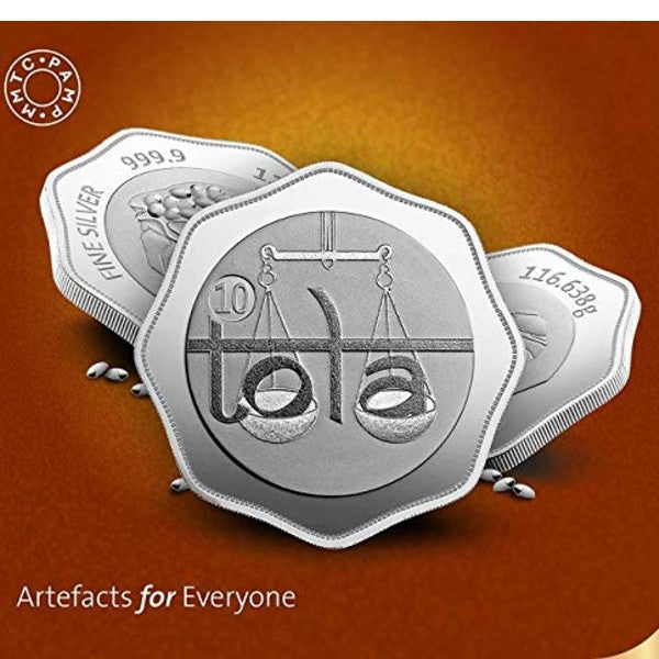 MMTC-PAMP 999 Silver Non-Precious Metal Purity Tola Symbol 116.6638 gm Coin