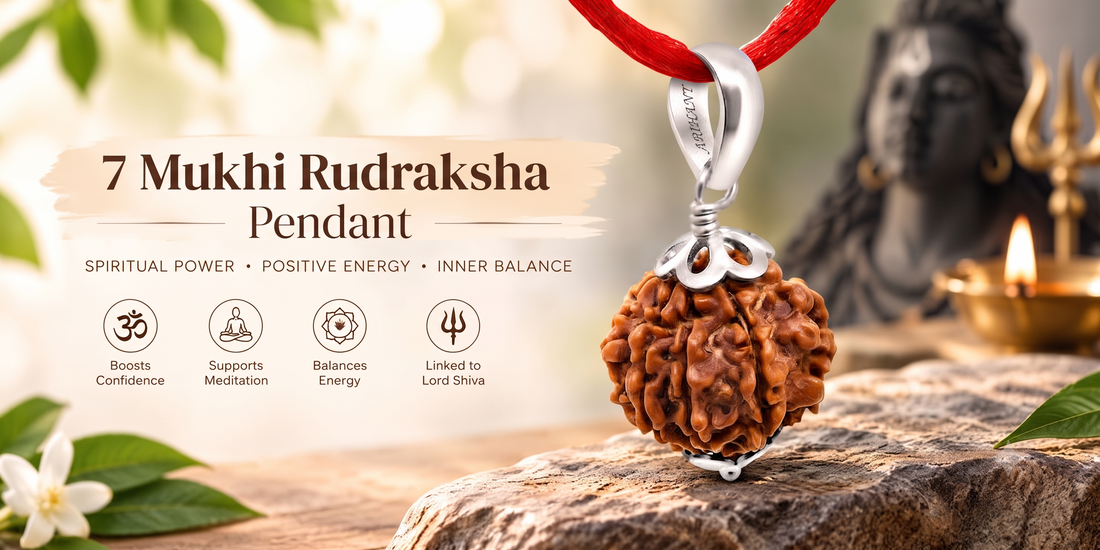 Original 7 Mukhi Nepali Rudraksha Pendant in 925 Sterling Silver with Certificate