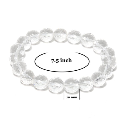 Arihant Gems & Jewels Diamond Cutting Sphatik Bracelet | Natural & Certified | Astrological Bracelet | Reiki/Yoga Healing Distance Charm Bracelet | Unisex Both for Men & Women