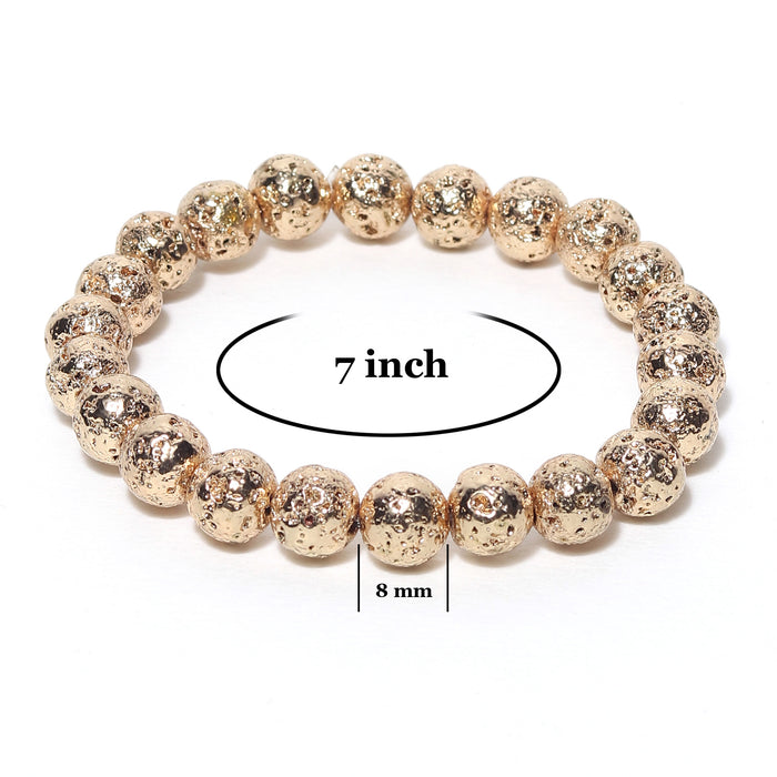 Arihant Gems & Jewels Golden Lava Stone Bracelet | Natural & Certified | Astrological Bracelet | Reiki/Yoga Healing Distance Charm Bracelet | Unisex Both for Men & Women