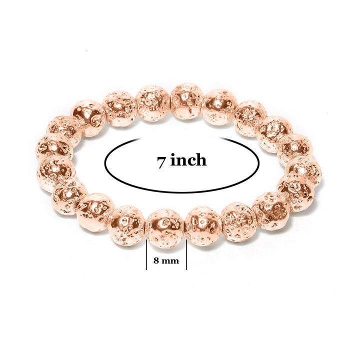 Arihant Gems & Jewels Rose Gold Lava Stone Bracelet Astrological Bracelet | Reiki Yoga Healing Distance Charm Bracelet | Unisex Both for Men & Women