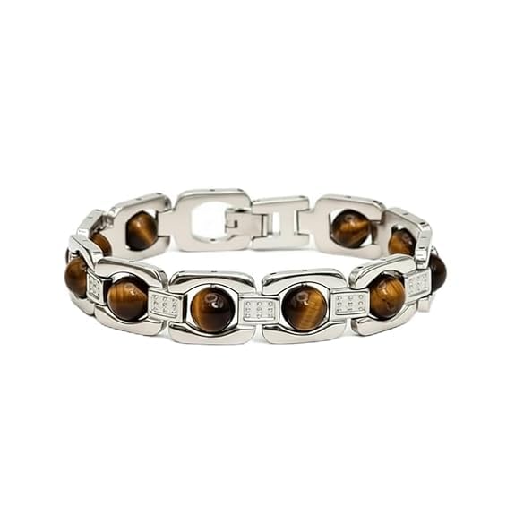 Tiger Eye Bracelet for Men & Women | Natural Tiger Eye Stone Healing Bracelet | Wealth, Protection & Confidence Crystal | 8mm Beaded Stretch Bracelet for Unisex.