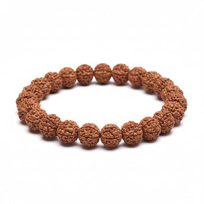 5 Mukhi Indonesia Rudraksha Bracelet – Natural & Certified | Astrological Benefits for Men & Women | Positive Energy Boost | Unisex Adult Bracelet (Brown)