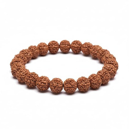 5 Mukhi Indonesia Rudraksha Bracelet – Natural & Certified | Astrological Benefits for Men & Women | Positive Energy Boost | Unisex Adult Bracelet (Brown)