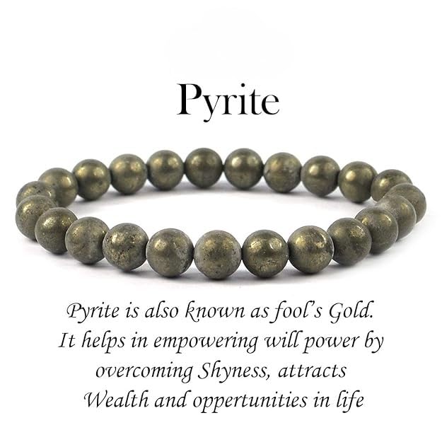 Raw Pyrite Bracelet with Certificate of Authenticity – Boosts Confidence & Attracts Wealth – Healing Crystal Astrology Bracelet for Men & Women – Handcrafted Gemstone Jewelry