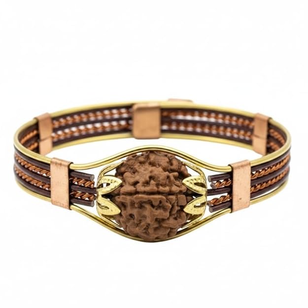 7 Mukhi Nepali Rudraksha Bracelet for Men & Women | Original Certified Seven Face Rudraksha Metal Bracelet | Spiritual Healing, Wealth, Prosperity & Protection